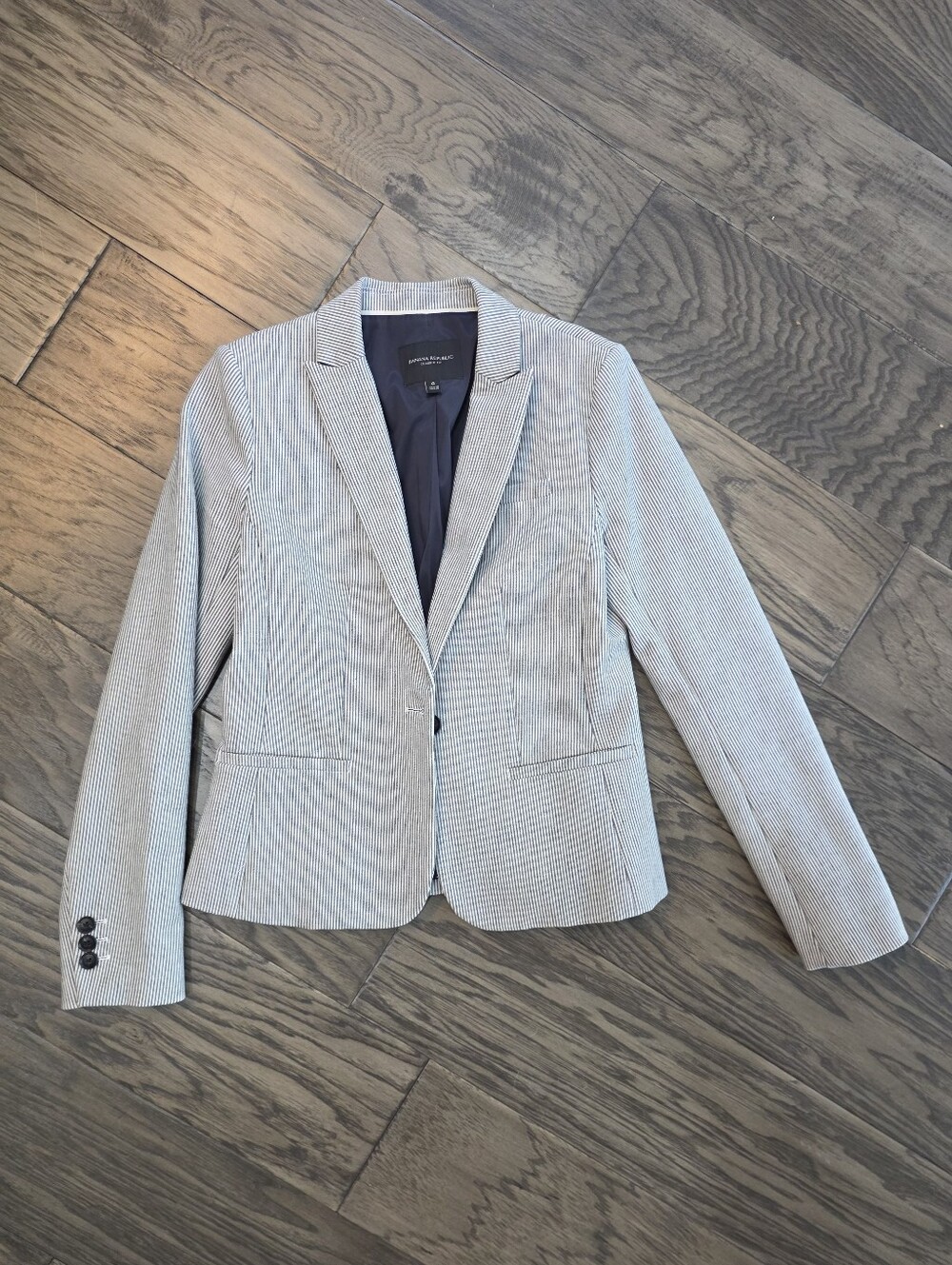 Blue/White Stripe Banana Republic Suit Jacket